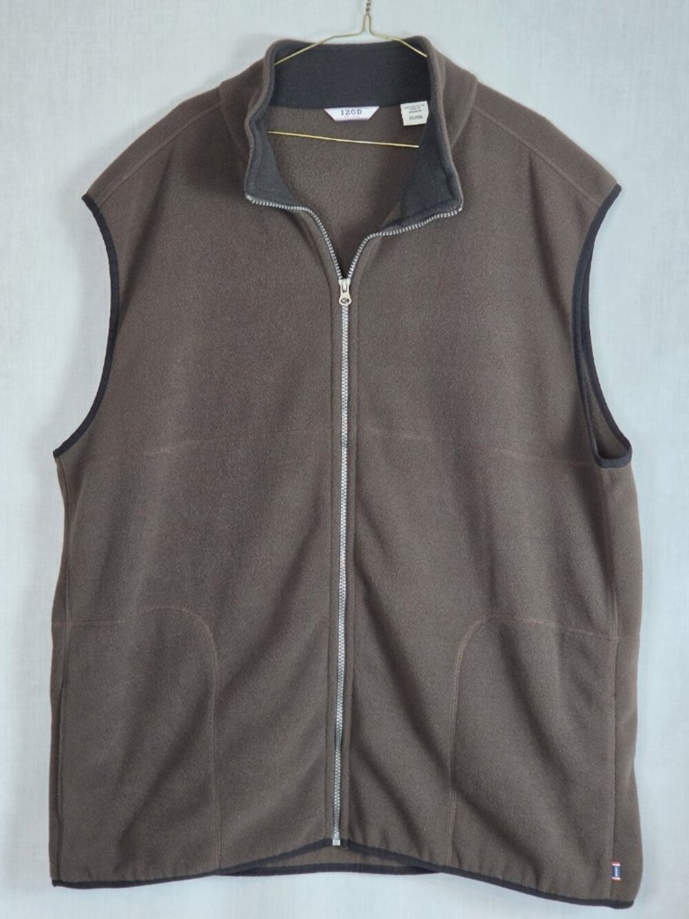 Izod Fleece Vest Men's 2XL Outdoor Comfort Brown Dadcore Oversized Winter Fall